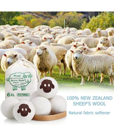 Vipnaji 6-Piece Natural Wool Dryer Balls - Eco-Friendly Fabric Softener for Tumble Dryers & Down Jackets - Buy Online on GoSupps.com