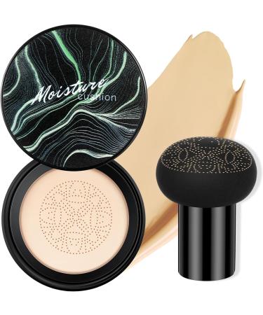 Mushroom Head Air Cushion CC Cream Moisturizing & Oil Control Foundation Cover Concealer Long Lasting Air Cushion CC Cream with Mushroom Makeup Sponge Liquid Foundation BB Cream for Women Makeup Ivory White - Buy Online on GoSupps.com