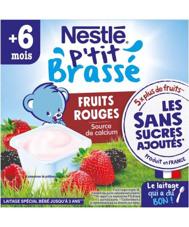 Nestl B b P'tit Brass Dairy Red fruits without added sugars - from 6 months - 4 x 90g (Packaging may vary) - Buy Online on GoSupps.com