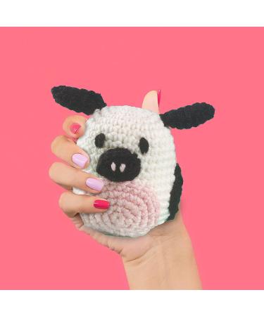 LEISURE ARTS Pudgies Animals Crochet Kit - Cow | Complete DIY Amigurumi Crochet Kit for All Ages - Buy Online on GoSupps.com