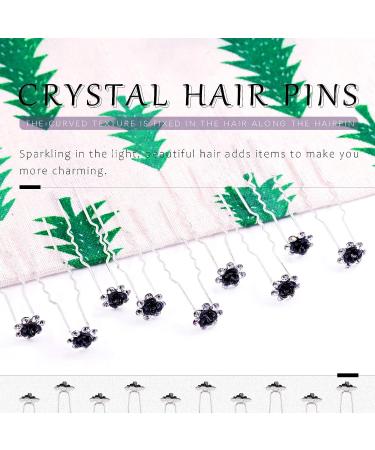 Swpeet 40Pcs Black U-Shaped Crystal Hair Pins & Clips Set - Bridal Wedding Hair Accessories with Storage Bag - Buy Online on GoSupps.com
