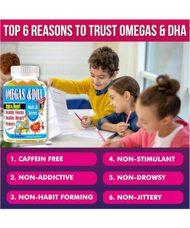 Kids Omega 3 Gummies with DHA & EPA Omega 3 Supplement for Kids & Teens Supports Brain Focus & Memory Eye Health Great Taste Non-GMO 60 Count - Buy Online on GoSupps.com