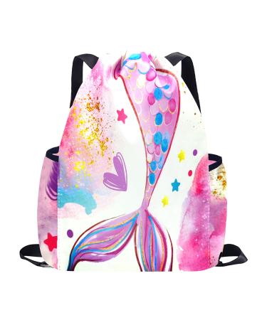 RLGPBON Drawstring Backpack for Kids Girls Gym Dance Bag Sport Gym Sack Mini Travel Daypack With Two Water Bottle Holder Color 7