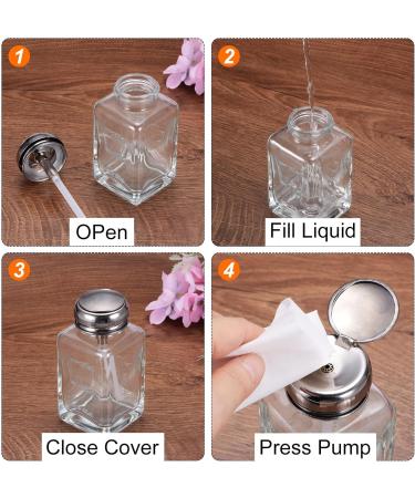 sourcing map 4Oz / 120ML Glass Pump Dispenser Bottle Square Clear Liquid Pumping Press Push Down Alcohol Container with Metal Flip Cover for Makeup Remover 4Oz / 120ML 1.0 - Buy Online on GoSupps.com