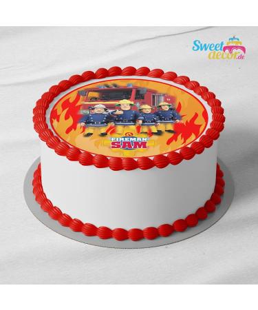 Edible Cake Topper - Firefighter Sam Birthday Decoration - 20cm Fondant Cake Raper for Kids - International Shipping - Buy Online on GoSupps.com