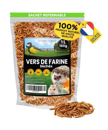 Dried Meal Worms - 160g 1L - Food for Fish Birds Turtles Hedgehogs Rodents and Reptiles