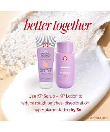 First Aid Beauty - KP Smoothing + Brightening Body Lotion with 10% AHA, Lactic Acid, Urea + Colloidal Oatmeal, Exfoliate & Moisturize, Banish Keratosis Pilaris Bumps, NEW Peach Scent (6. 7 fl oz) Fresh Peach 6.7 Fl Oz (Pack  - Buy Online on GoSupps.com