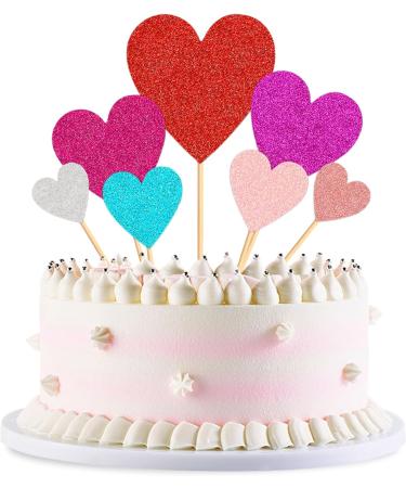 35 pcs Glitter Red Heart Cake Toppers Picks for Sweet Love Theme Wedding Engagement Valentine's Day Bridal Shower Mother's Day Party Cake Decors(Multi Color) - Buy Online on GoSupps.com