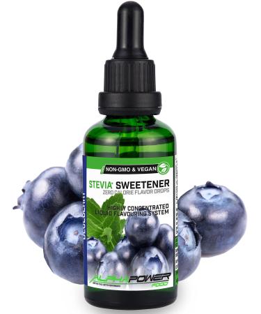 Alphapower Food |Stevia sugar -free flavor drops blueberry |100% natural liquid aroma + sugar substitute for water muesli desserts smoothies natural blueberry aroma 50.00 ml - Buy Online on GoSupps.com