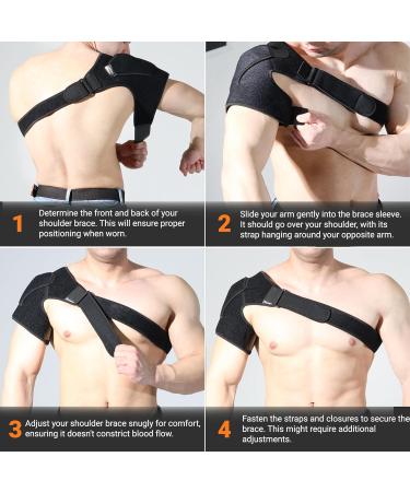 Premium Shoulder Brace for Men - Rotator Cuff Support Adjustable Compression Wrap & Sling for Pain Relief & Injury Recovery (L-XXL - Buy Online on GoSupps.com