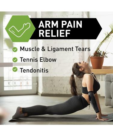 Arm Compression Sleeve Medium 2 Pack for Men and Women - Pain Relief for Tendonitis, Golf, Tennis, Weightlifting - Breathable Knit Design - Comfortable Compression Brace - Buy Online on GoSupps.com