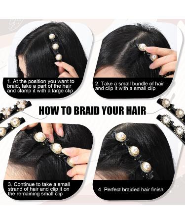 Crystal Stone Braided Hair Clips Set - 16 Pcs Pearl Flower Rhinestones Hairpin for Women and Girls - Buy Online on GoSupps.com
