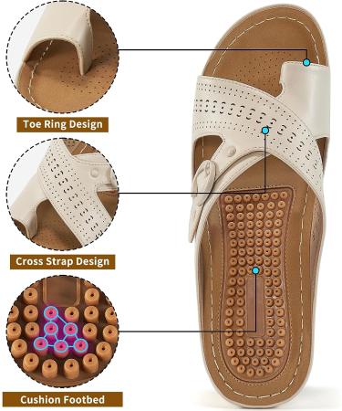 Judxsious Women's Comfortable Orthopedic Wedge Sandals - Cushioned Platform Sandals for Dressy Summer Beach Walking (6, Apricot) - Buy Online on GoSupps.com