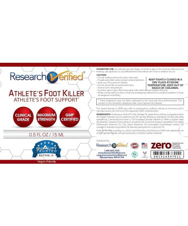 Research Verified Athlete's Foot Killer - 25% Undecylenic Acid & Tea Tree Oil - Top Relief for Athlete's Foot - Reduce Duration, Frequency & Severity - 1 Bottle - Buy Online on GoSupps.com