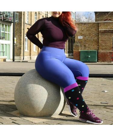 Ancrina Oversize Compression Stockings for Men & Women | 3XL-4XL Compression Socks for Sports Running Air Travel & Cycling - Black Dot - Buy Online on GoSupps.com