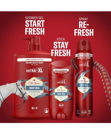 Procter Gamble Old Spice Deep Sea 3in1 shower gel & shampoo for men 1 l longlasting fresh scent in perfume quality for hair and face - Buy Online on GoSupps.com