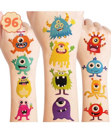 8 Sheet (96PCS) Monster Temporary Tattoos for Kids  Birthday Party Decorations Supplies Party Favors Supper Cute Little Monster Tattoo Sticker Style Gift Ideals for Boys Girls Schools Prizes Themed Green - Buy Online on GoSupps.com