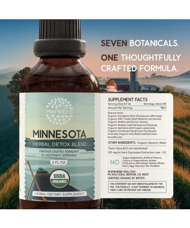 HerbEra Minnesota Herbal Detox Blend - USDA Organic Extract Made in USA | Immune & Liver Support Liquid Drops | Dandelion Root Milk Thistle Cordyceps Mullein Leaf Spirulina | 2 fl oz - Buy Online on GoSupps.com