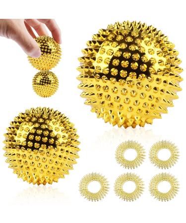 Fizdoqg magnetic massage ball 7 pieces Magnetic acupressure balls set hedgehog balls massage balls skill ball hedgehog for stress relief or massage (2 massage ball magnetic 5 finger massage ring)