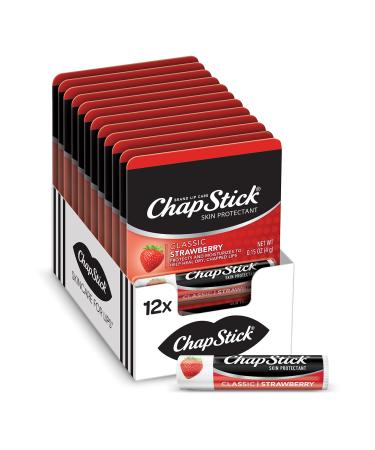 ChapStick Classic Strawberry Lip Balm Tubes Lip Care and Lip Moisturizer - 0.15 Oz (Pack of 12) - Buy Online on GoSupps.com