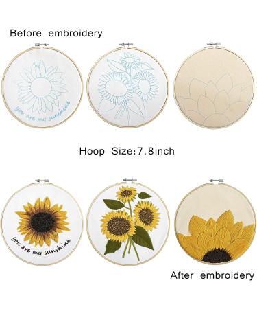 Armindou 3 Sets Sunflower Embroidery Starter Kits for Adults - Floral Stamped DIY Cross Stitch Kit with Hoops, Fabric, Needles & Threads - Buy Online on GoSupps.com