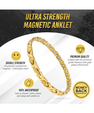 MagnetRX Ultra Strong Magnetic Anklet for Women - Titanium Gold Magnetic Anklet for Wellness & Style - Buy Online on GoSupps.com