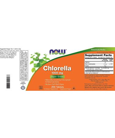 NOW Chlorella Tablets 1000mg 200 Tabs x 2 - Non-GMO Microalgae Superfood - Buy Online on GoSupps.com