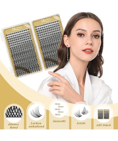 Cluster Eyelashes Quwel - 480 PCs DIY Individual Lash Extensions | Soft & Light Natural D Curl 10-18mm | Perfect for Home Use - Buy Online on GoSupps.com