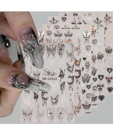 6 Sheets Butterfly Nail Stickers for Nail Art 3D Self-Adhesive Butterfly Nail Decals  Vintage Butterflies DIY Women Nail Decoration