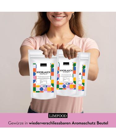 Limfood 200g Dried Granulated Garlic - Coarse Chopped Garlic Pieces for Easy Dosing | International Shipping Available - Buy Online on GoSupps.com