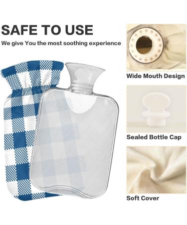 Durable 1L Heat Bottle for Pain Relief | Classic Blue Checked Design | Ideal for Neck Shoulder & Cramps Therapy - Buy Online on GoSupps.com