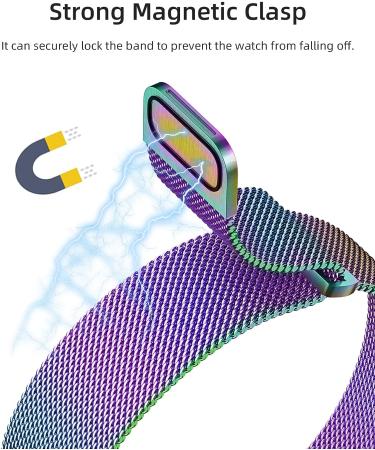 Rabini Metal Magnetic Band Compatible with Apple Watch 38mm 40mm 41mm 42mm 44mm 45mm 49mm  Rainbow Stainless Steel Mesh Loop Bands for iWatch SE Ultra Series 8 7 6 5 4 3 2 1 Women Men  Multicolor 1-Multicolor 38mm/40mm/41mm - Buy Online on GoSupps.com