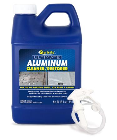 STAR BRITE Ultimate Aluminum Cleaner & Restorer - Safely Clean Pontoon Boats, Jon Boats & Canoes - 64 OZ with Sprayer (087764) 64 Oz (With Sprayer)