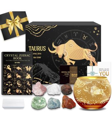 Aovila bull gifts for women bull tea light holder candlestick crystals borne stones gift box set zodiac sign astrology gifts birthday presents for women mom best friends bull with tealight holder