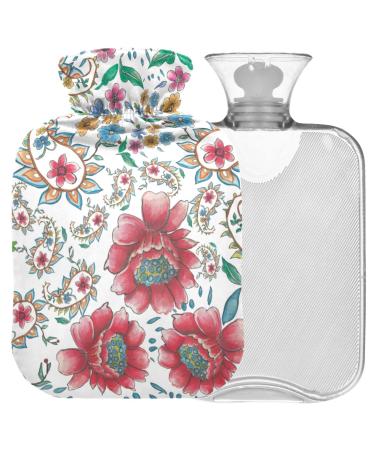 Naanle paisley floral hot water bottle with reference hot and cold therapy Transparent hot water bottle 2l large hot hot water bottle for bed hand feet heat pain relief