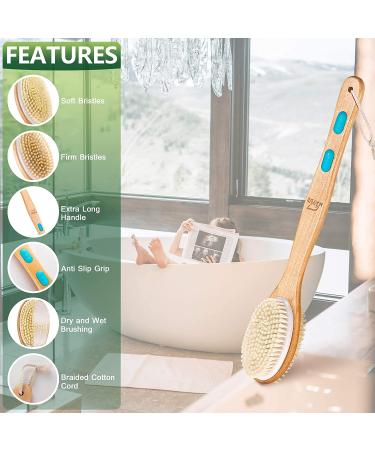 Back Brush Long Handle For Shower - Soft And Firm Double Sided Exfoliating Bath Body Scrub Brush for Men And Women - Use Back Showering Scrubber Wet For Washing/Scrubbing - Use Dry For Exfoliation - Buy Online on GoSupps.com