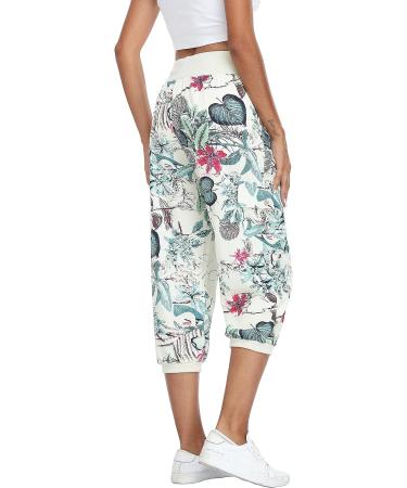 MISS MOLY Women's Floral Print Cargo Joggers Capris with Pockets - Medium - Buy Online on GoSupps.com