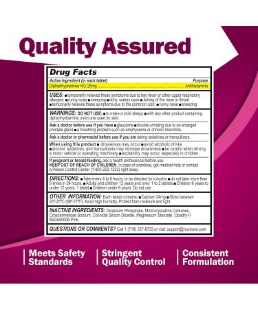 Allergy Relief Tablets - Diphenhydramine 25mg Antihistamine Tablets for Runny Nose Sneezing Itchy Eyes & Throat - Compare to Benadryl Allergy Meds - OTC Adult Allergy Medicine (300 Count) 300 Caplets (pack of 1) - Buy Online on GoSupps.com