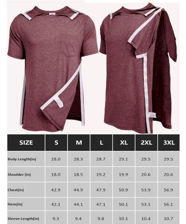 Deyeek Men's Post Shoulder Surgery Recovery Shirt | Tear Away Short Sleeve | Chemo Clothing XL - Deep Red - Buy Online on GoSupps.com