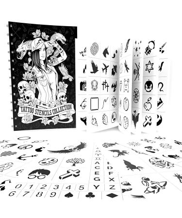 302 PCS Original and Exclusive Semi-Permanent Tattoo Stencils in a Premium Book. Including Letters and Numbers. Jagua/Henna/Glitter Girls&Boys Tattoo Stencil Temporary Tattoos for Women Body Art
