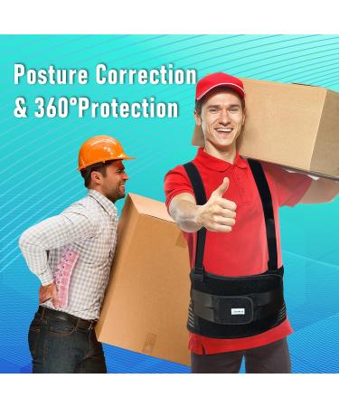 DARLIS Plus Size Back Support Belt with Removable Straps for Heavy Lifting - XXL/XXXL (49.5-59 ) - Ideal for Construction & Warehouse Jobs - Buy Online on GoSupps.com