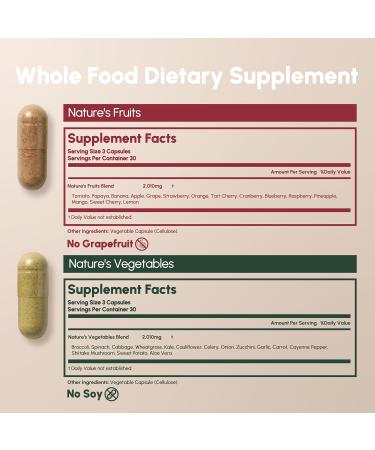 Equal Supplements Fruits and Vegetables Capsules | 2 Month Supply | GMP Certified-Manufactured in US | Fruit and Veggies Supplement for Balance | of Nature Fruit and Vegetable Capsule for Adults - Buy Online on GoSupps.com