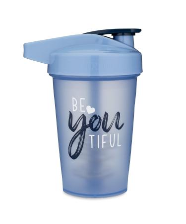 GOMOYO 20-Ounce Shaker Bottle with Action-Rod Mixer | Shaker Cups with Motivational Quotes | Protein Shaker Bottle is BPA Free and Dishwasher Safe | Beyoutiful - Light Blue 20 oz Beyoutiful - Light Blue