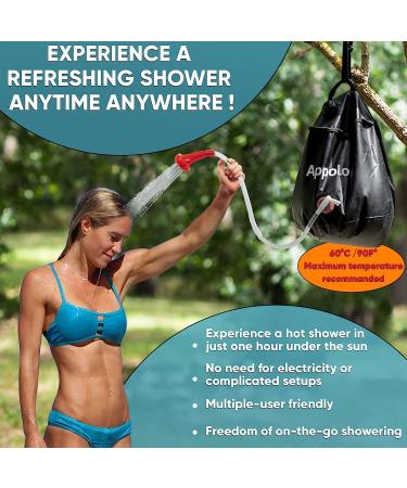 5 Gallon Solar Camping Shower Bag with ON-Off Faucet and Long Strap - Portable Shower for Hiking and Traveling - Buy Online on GoSupps.com