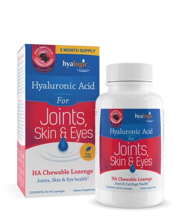 Hyalogic Hyaluronic Acid For Joints Skin & Eyes Mixed Berry Flavor 60 HA Chewable Lozenges