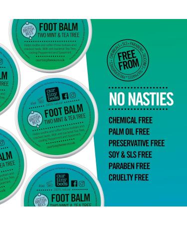 Our Tiny Bees Two Mint and Tea Tree Foot Balm 45ml - Natural Foot Balm for Cracked Heels and Dry Feet Antibacterial and Moisturising Foot Care. Hydrating Foot and Heel Balm Treatment. - Buy Online on GoSupps.com