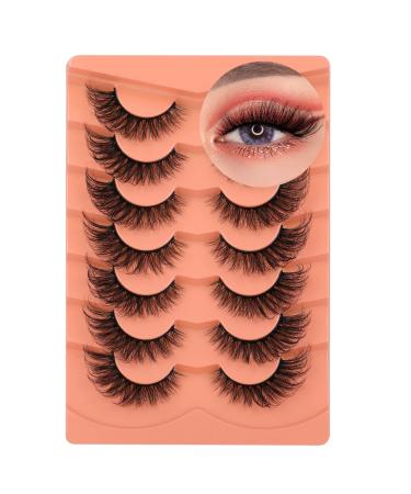 Fox Eye Lashes Fluffy Eyelashes Natural Looking 20MM Wispy False Lashes 8D Full Volume Faux Mink Eyelash Pack 7 Pairs Fox Eye 7L