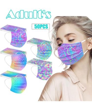50Pcs Disposable Face Masks for Women with Elastic Ear Loop 3 Ply Breathability Comfort Colors Floral Halloween Mask E-021 - Buy Online on GoSupps.com
