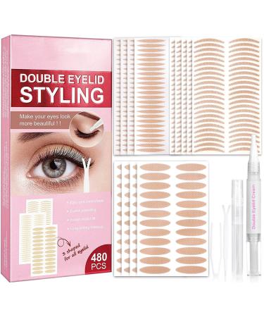 FENVIRN Eyelid Tape  Natural Double Eyelid Lifter Strips  Invisible Double Eyelid Tape Sticker  Waterproof Instant Eyelid Lift for Hooded Droopy Uneven Mono-Eyelids 3 Shapes  480PCS Style A