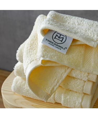 Threadmill 100% Cotton Fingertip Towels Pack of 12 - Ivory Luxury 600 GSM - Ultra Soft & Absorbent Washcloths - Premium Lint Free 12 Piece Washcloth Set - Buy Online on GoSupps.com